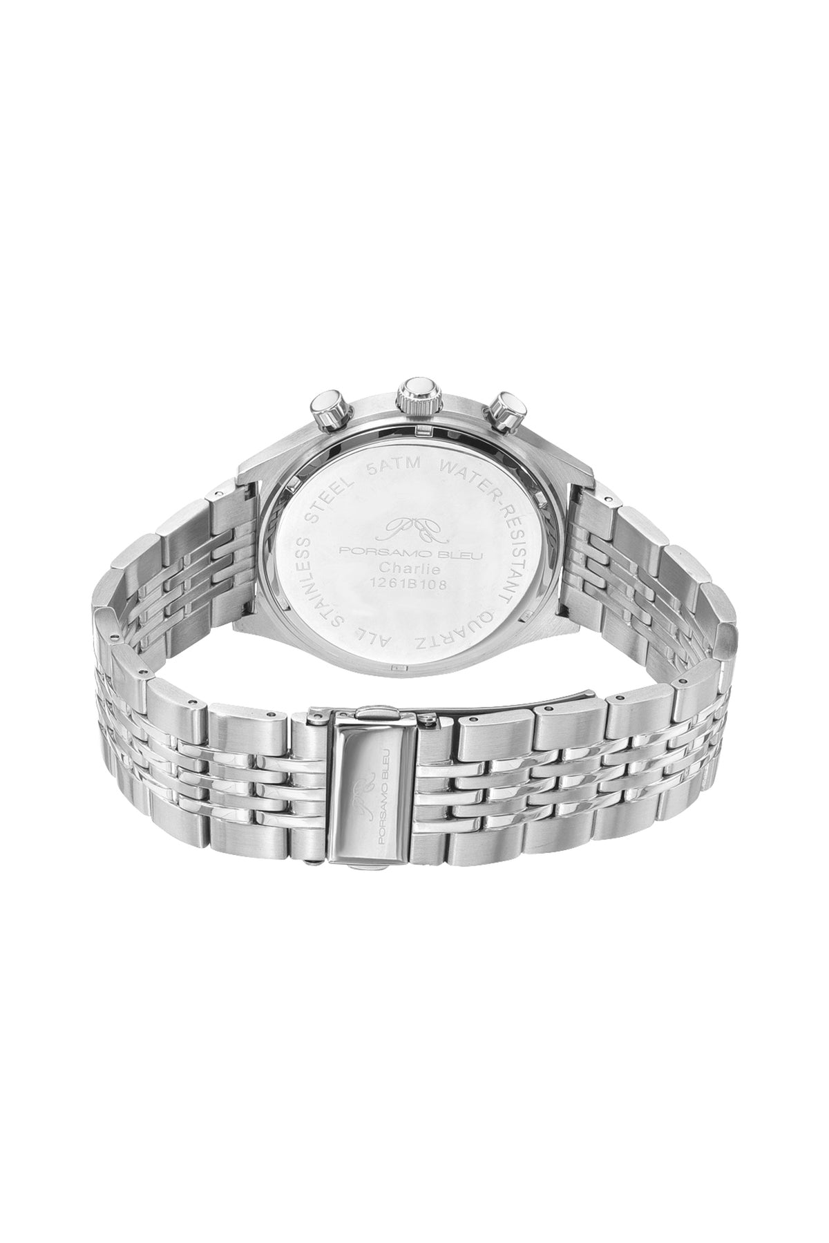 Porsamo Bleu Charlie Luxury Multifunction Men's Stainless Steel Watch, With Blue Dial, Silver, Blue 1261BCHS