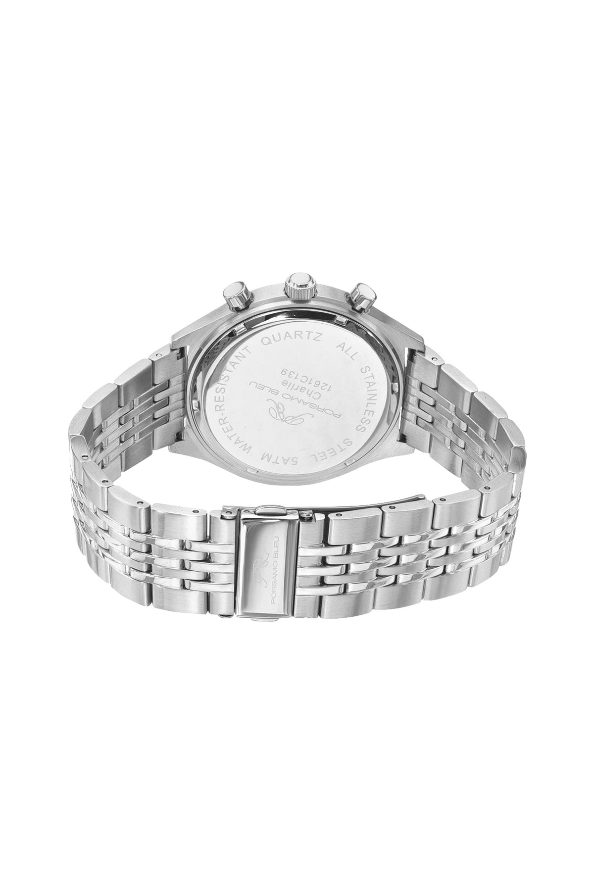 Porsamo Bleu Charlie Luxury Multifunction Men's Stainless Steel Watch, With Green Dial, Silver, Green 1261CCHS
