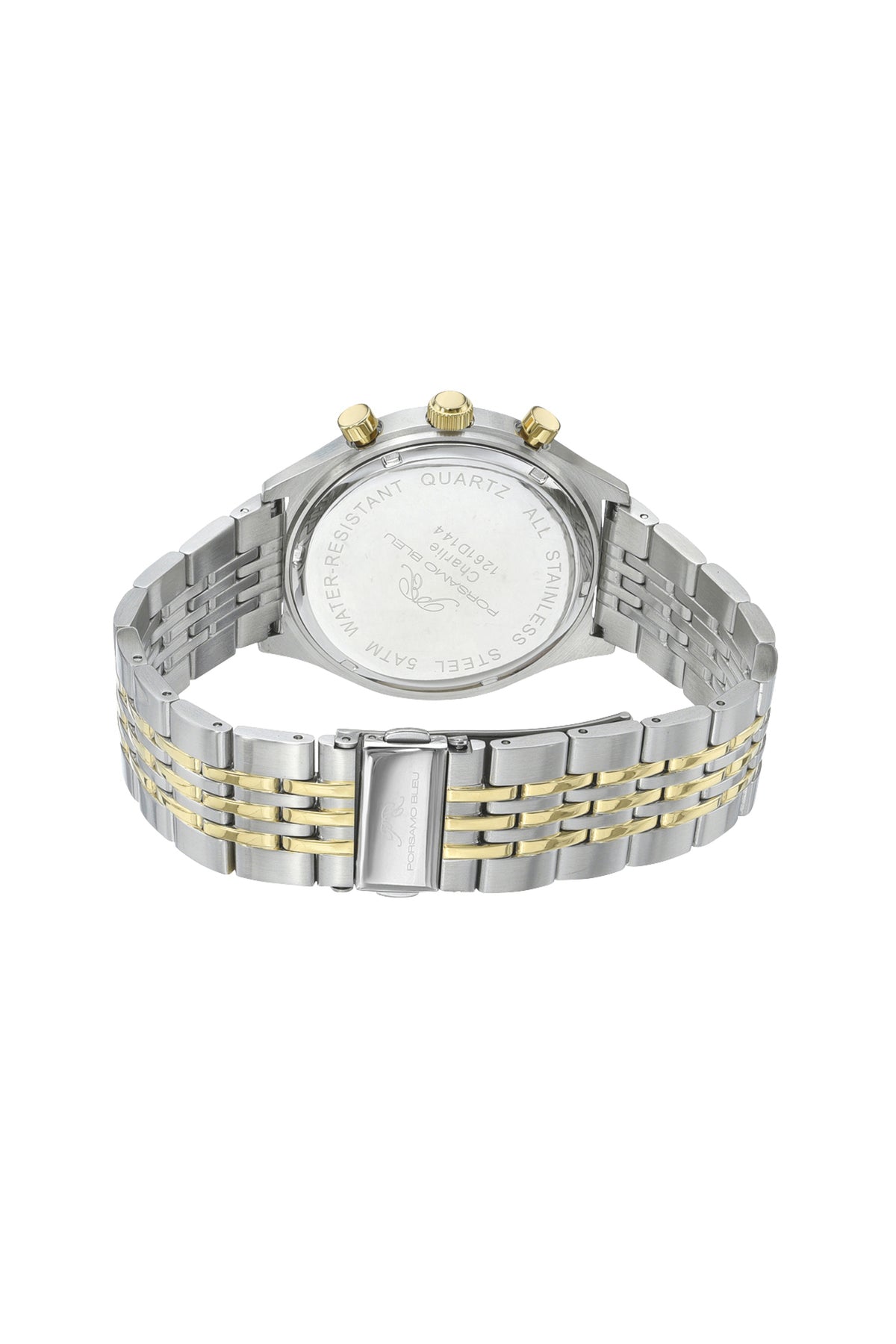 Porsamo Bleu Charlie Luxury Multifunction Men's Stainless Steel Watch, With Silver Dial, Two Tone 1261DCHS