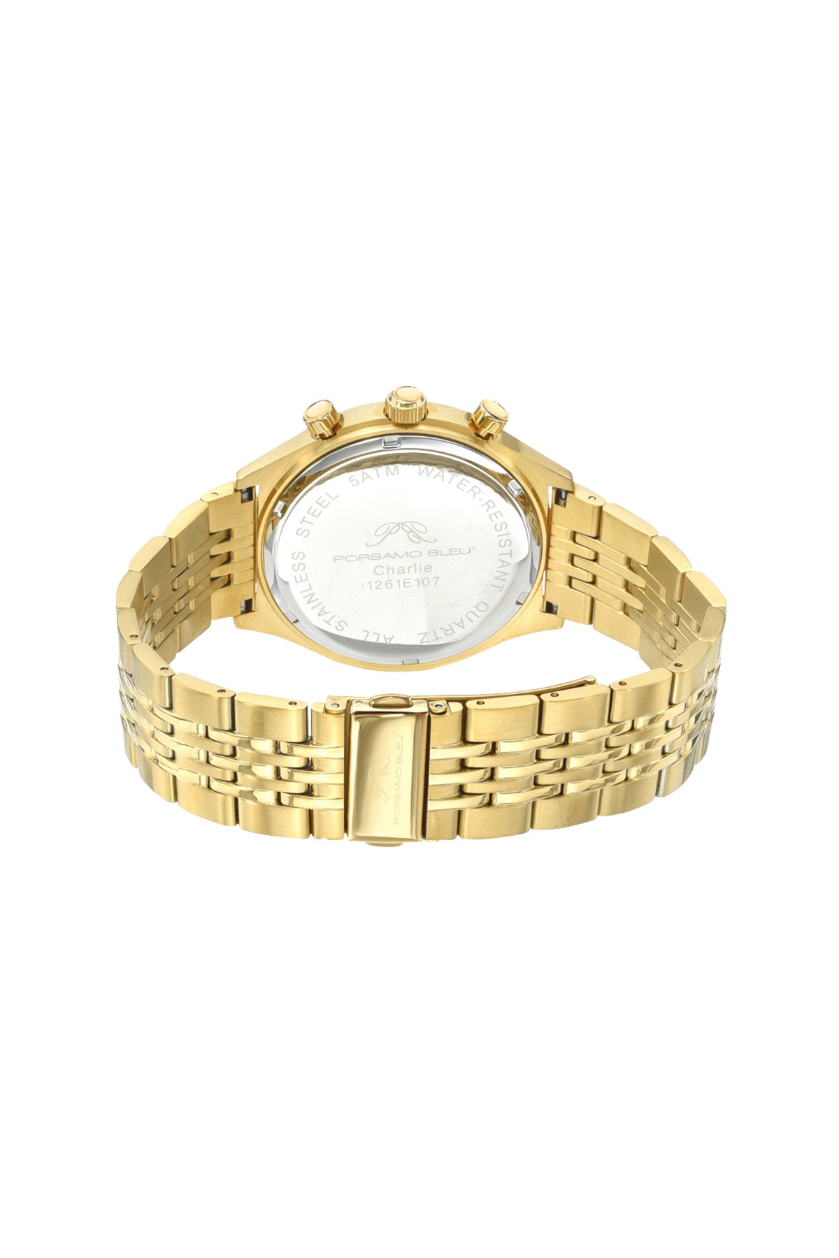 Porsamo Bleu Charlie Luxury Multifunction Men's Stainless Steel Watch, With Silver Dial, Gold 1261ECHS