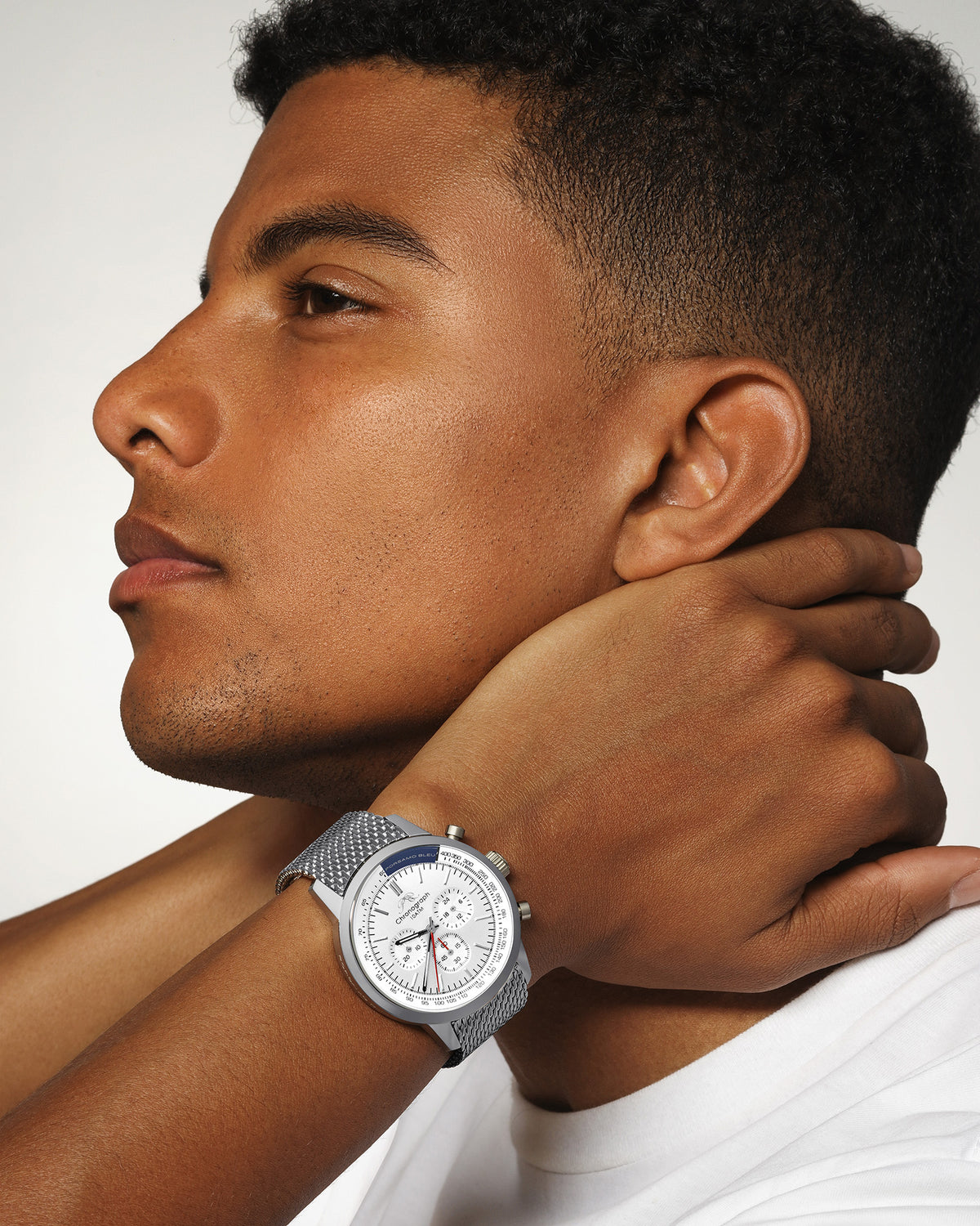 Porsamo Bleu Simon Luxury Chronograph Men's Stainless Steel Watch, Silver, White 1321ASIS