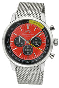 Porsamo Bleu Simon  Luxury Chronograph Men's Stainless Steel Watch, Silver, Black, Red 1322BSIS
