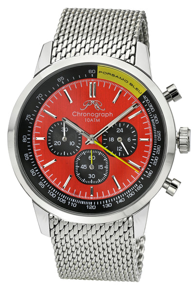 Porsamo Bleu Simon Luxury Chronograph Men's Stainless Steel Watch, Sil