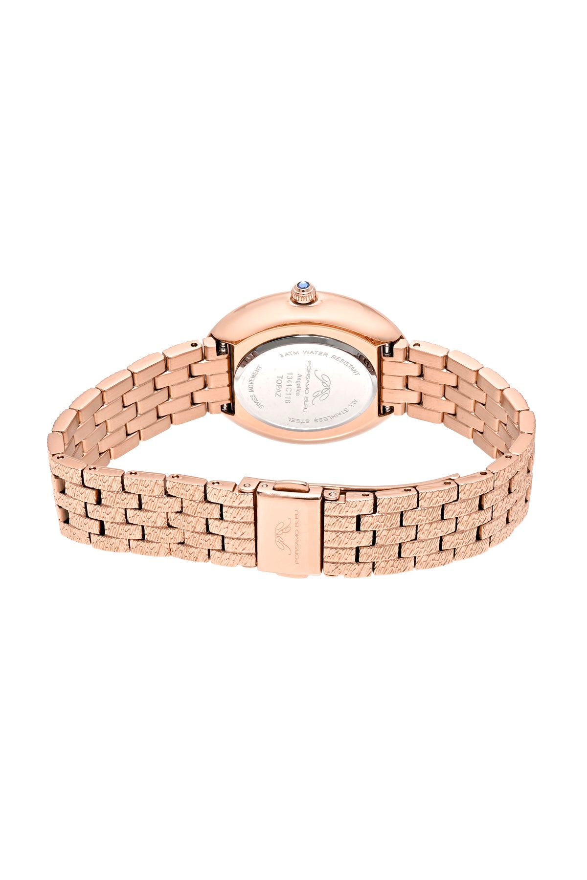 Porsamo Bleu Angelica Luxury Women's Oval Stainless Steel Watch, Rose Tone 1341CANS