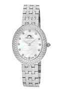 Porsamo Bleu Angelica Luxury Women's Oval And Topaz Stainless Steel Watch, Silver Tone 1342AANS