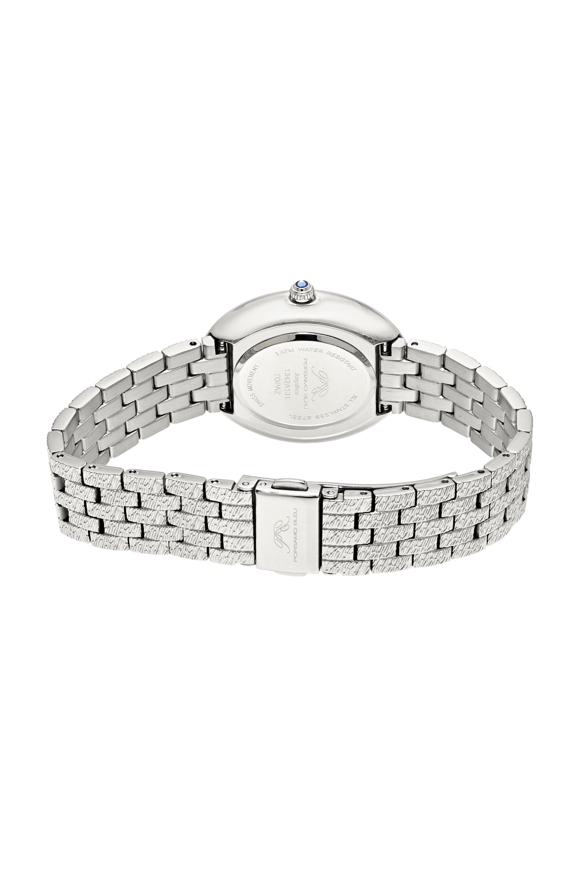 Porsamo Bleu Angelica Luxury Women's Oval And Topaz Stainless Steel Watch, Silver Tone 1342AANS