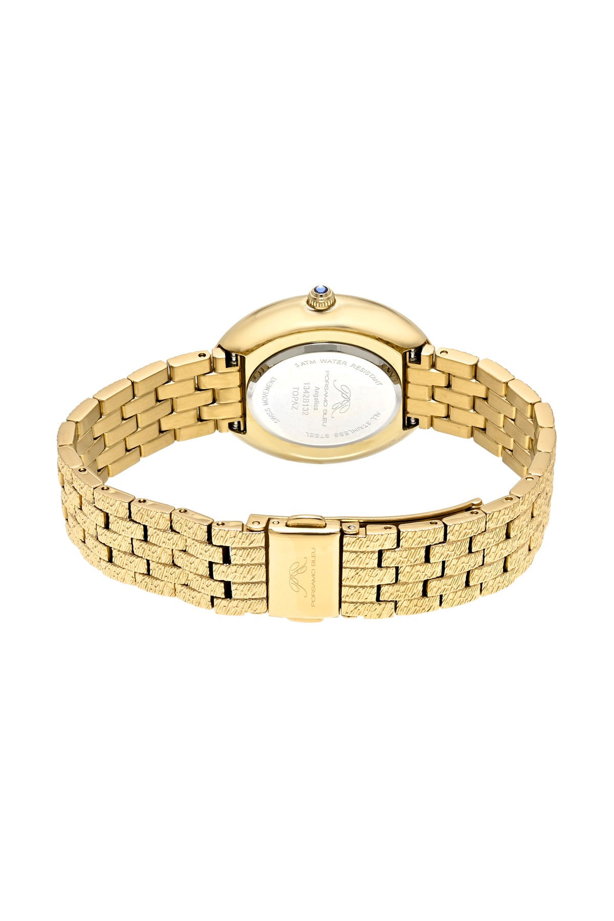 Porsamo Bleu Angelica Luxury Women's Oval And Topaz Stainless Steel Watch, Gold Tone 1342BANS