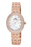 Porsamo Bleu Angelica Luxury Women's Oval And Topaz Stainless Steel Watch, Rose Tone 1342CANS