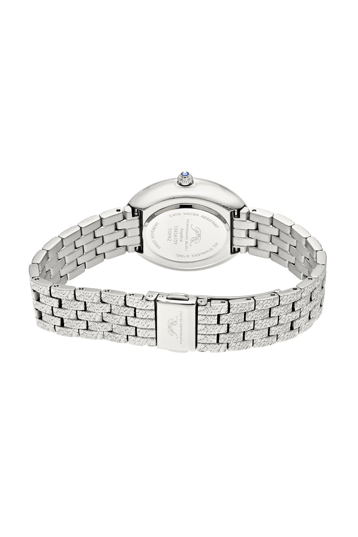 Porsamo Bleu Angelica Luxury Women's Oval Stainless Steel Watch, Silver Tone 1343AANS