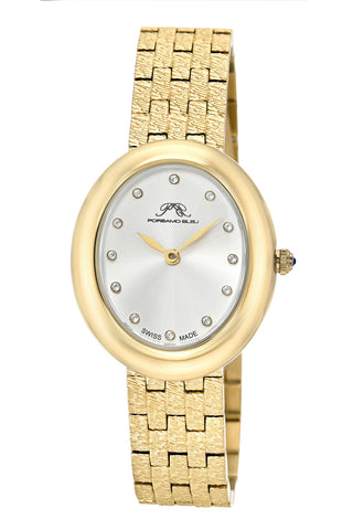 Porsamo Bleu Angelica Luxury Women's Oval Stainless Steel Watch, Gold Tone 1343BANS