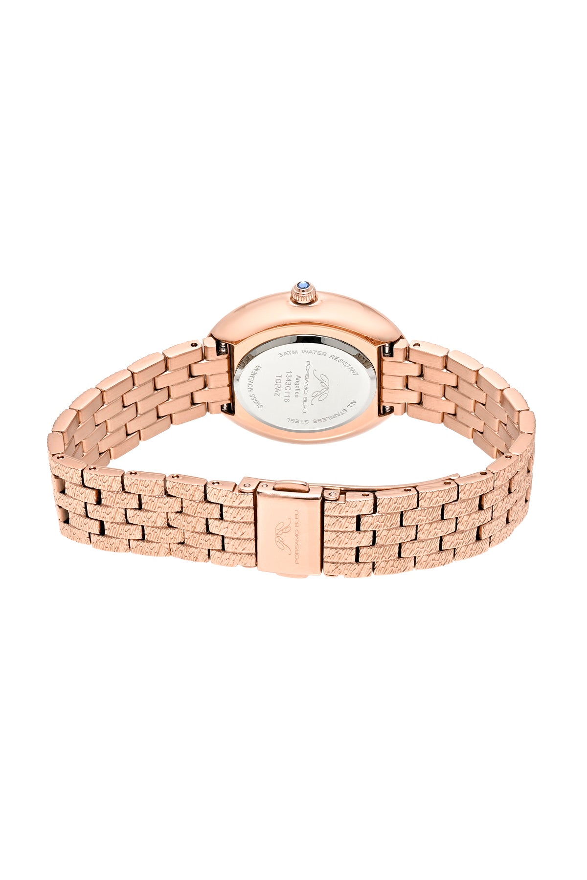 Porsamo Bleu Angelica Luxury Women's Oval Stainless Steel Watch, Rose Tone 1343CANS