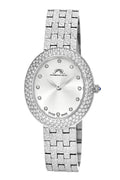 Porsamo Bleu Angelica Luxury Women's Oval And Topaz Stainless Steel Watch, Silver Tone 1344AANS