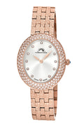 Porsamo Bleu Angelica Luxury Women's Oval And Topaz Stainless Steel Watch, Rose Tone 1344CANS