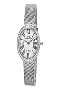 Porsamo Bleu Eloise Luxury Women's Oval And Topaz Stainless Steel Mesh Bracelet Watch, Silver Tone 1352AELS