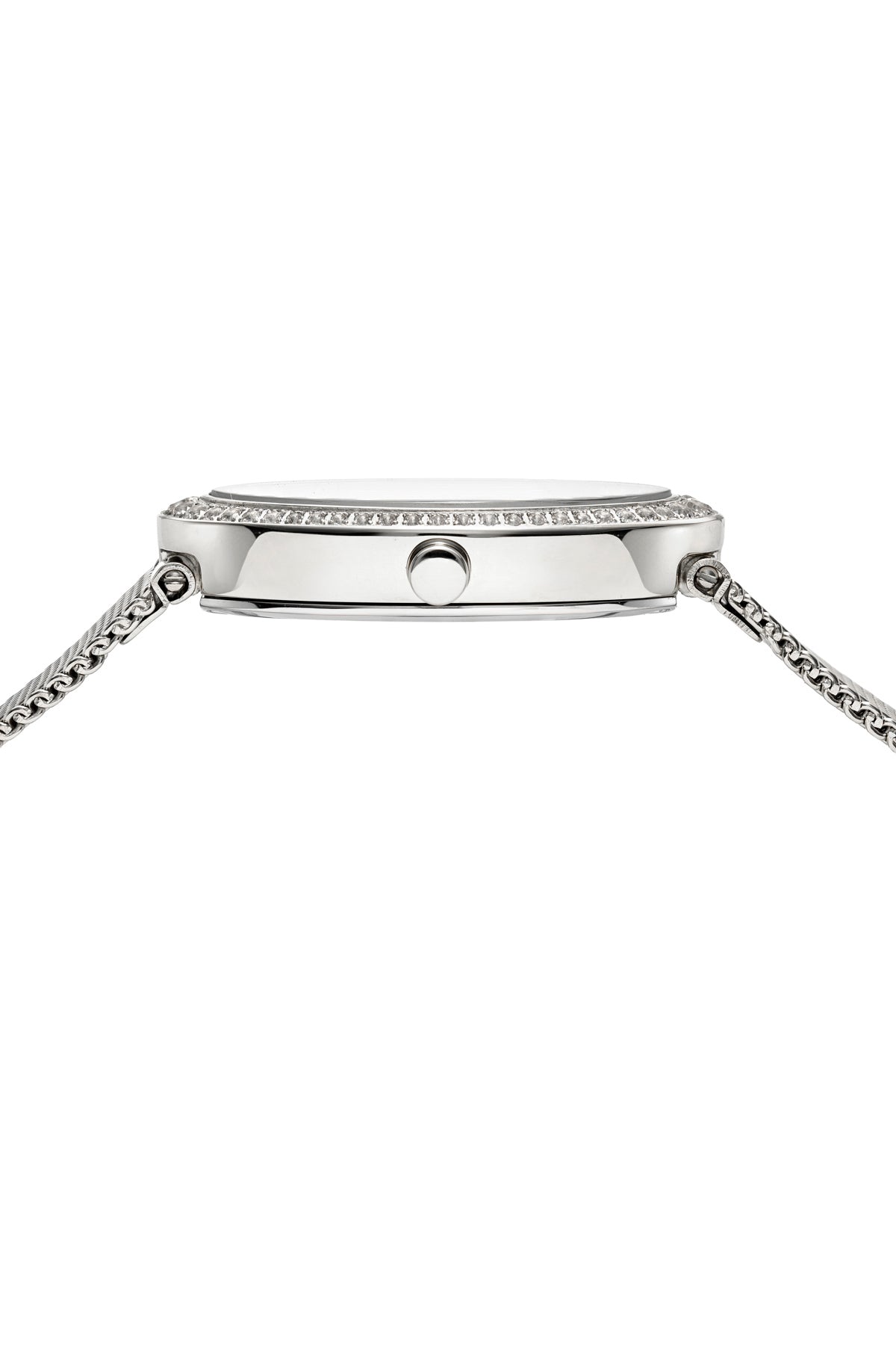Porsamo Bleu Eloise Luxury Women's Oval And Topaz Stainless Steel Mesh Bracelet Watch, Silver Tone 1352AELS