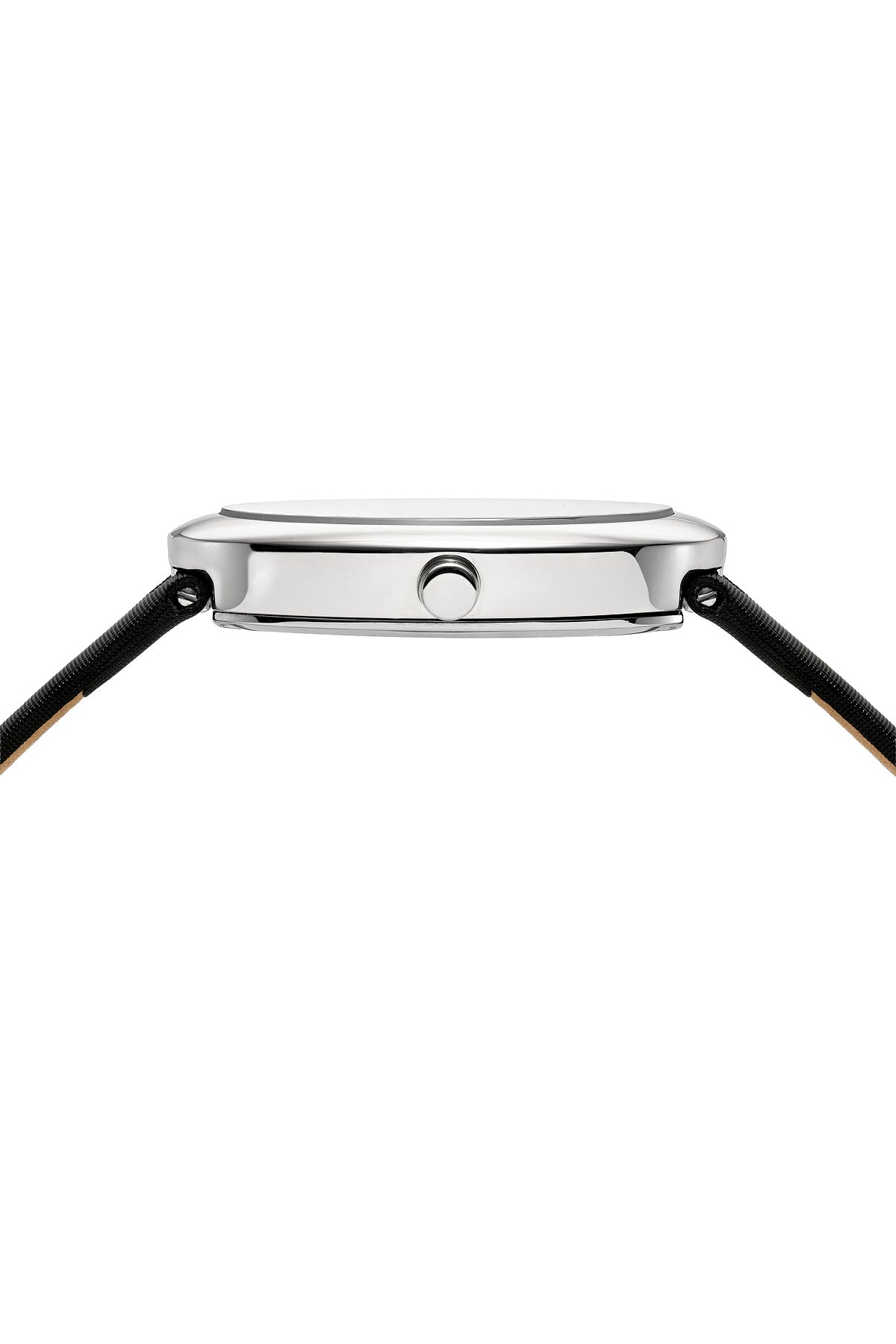 Porsamo Bleu Eloise Luxury Women's Oval Genuine Leather Band Watch, Silver Tone, Black 1353AELL