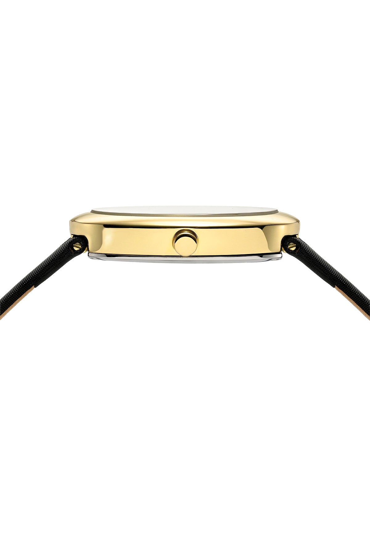 Porsamo Bleu Eloise Luxury Women's Oval Genuine Leather Band Watch, Gold Tone, Black 1353BELL