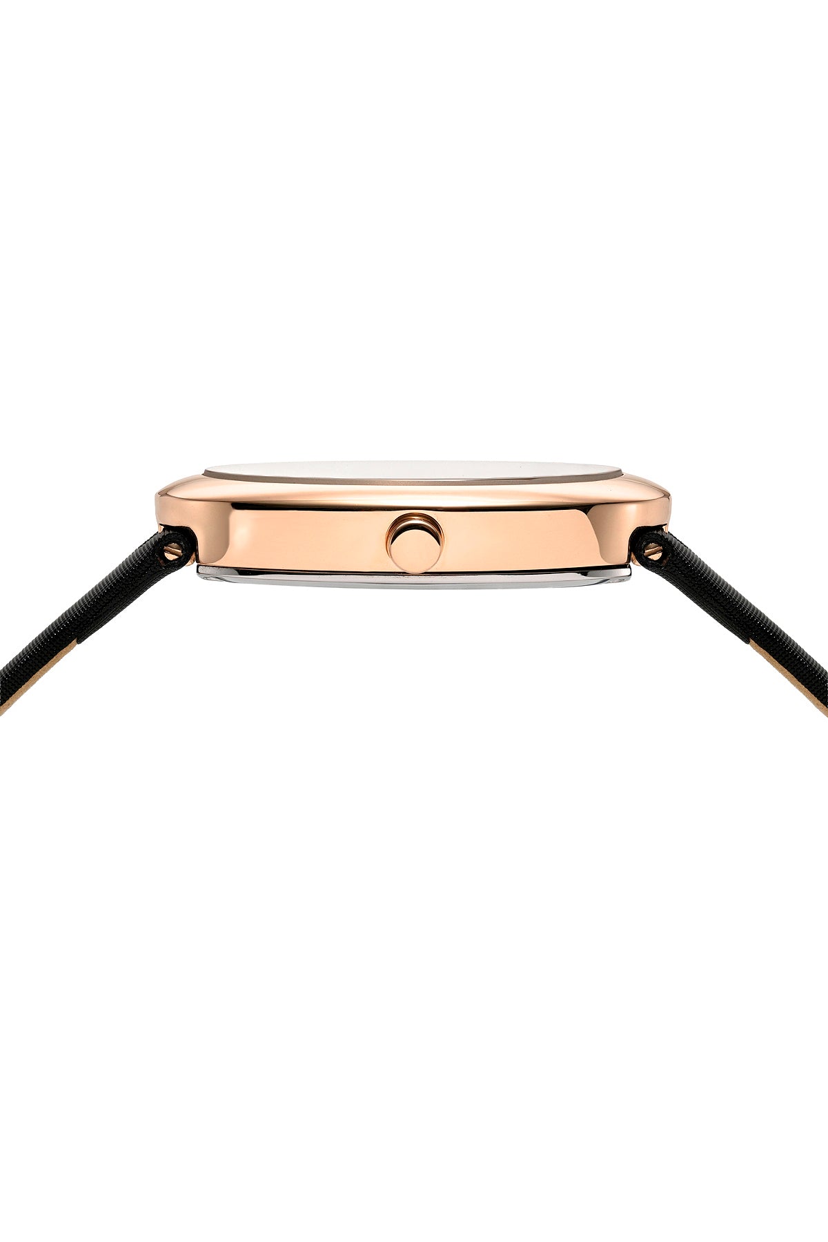 Porsamo Bleu Eloise Luxury Women's Oval Genuine Leather Band Watch, Rose Tone, Black 1353CELL