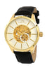 Porsamo Bleu Cassius luxury automatic men's watch, genuine leather band, gold, black, white 801BCAL
