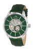 Porsamo Bleu Cassius luxury automatic men's watch, genuine leather band, silver, green 802DCAL