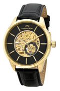 Porsamo Bleu Cassius Luxury Automatic Men's Watch, Genuine Leather Band, Gold, Black 802ECAL