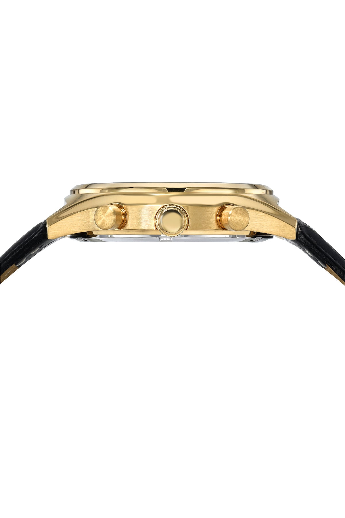 Porsamo Bleu Dylan Luxury Men's Watch, Genuine Leather Band Gold And Black 872BDYL