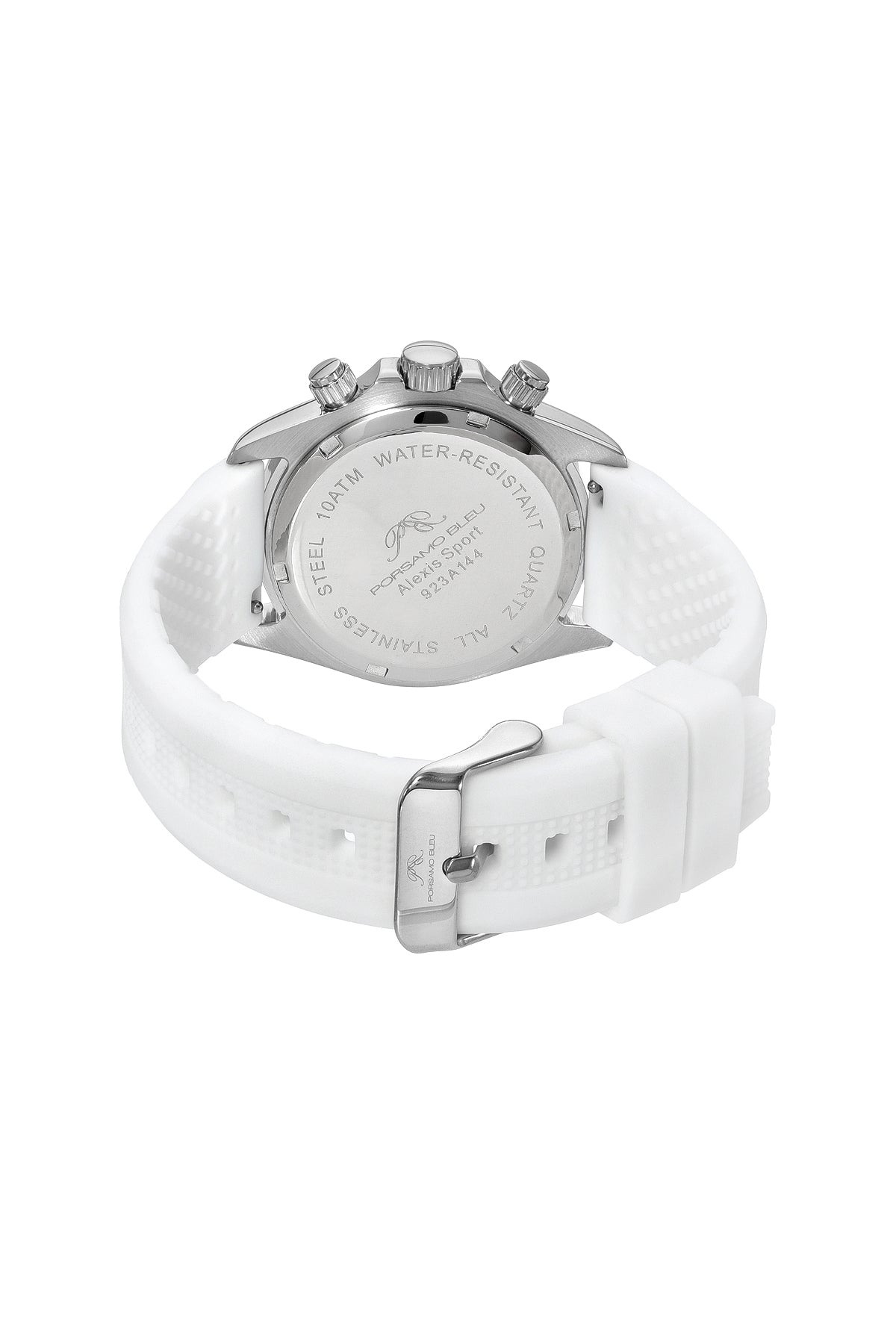 Porsamo Bleu Alexis Sport Luxury Women's Stainless Steel And Silicone Watch, Silver And White, 923AALR