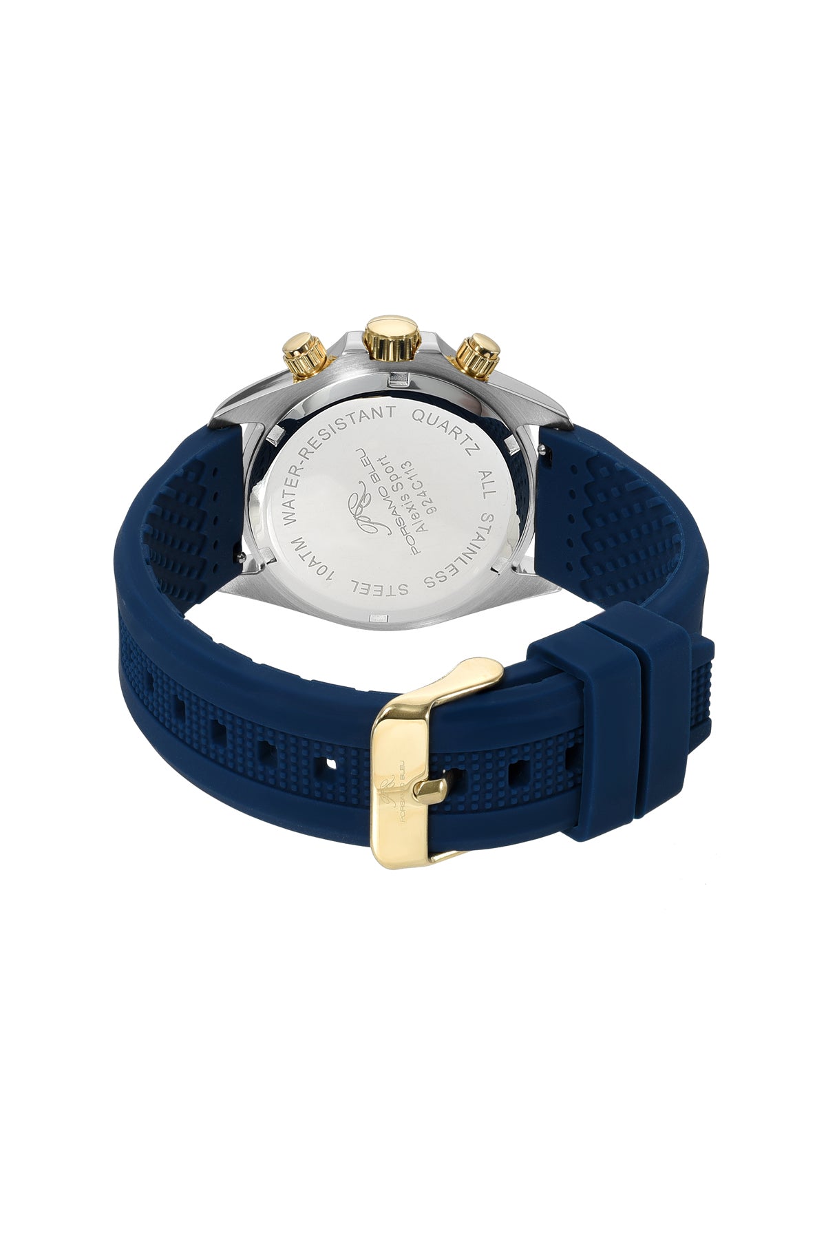 Porsamo Bleu Alexis Sport Luxury Women's Stainless Steel and Silicone Watch, Two-tone and Blue, 924CALR