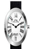 Porsamo Bleu Eloise Luxury Women's Oval Genuine Leather Band Watch, Silver Tone, Black 1353AELL