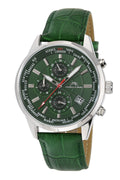 Harrison Men's Watch 20 mm Green Genuine Leather Replacement Band With Silver Tone Buckle, 881DHAL