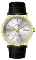 Porsamo Bleu Veritas2 Luxury Men's Watch Genuine Leather Band, Gold-Tone, Black, 1362DVEL