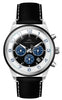 Porsamo Bleu Arthur Luxury Chronograph Men's Genuine Leather Band Watch, Silver, Black, Blue 1091GARL