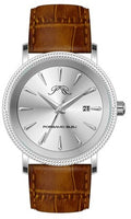 Porsamo Bleu Veritas2 Luxury Men's Watch Genuine Leather Band, Silver-Tone, Brown, 1362CVEL