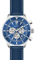 Porsamo Bleu Brandon luxury chronograph men's silicone strap watch, silver, blue 1013DBRR