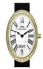 Porsamo Bleu Eloise Luxury Women's Oval And Topaz Genuine Leather Band Watch, Gold Tone, Black 1351BELL