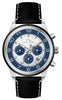 Porsamo Bleu Arthur Luxury Chronograph Men's Genuine Leather Band Watch, Silver, Black, Blue 1091HARL