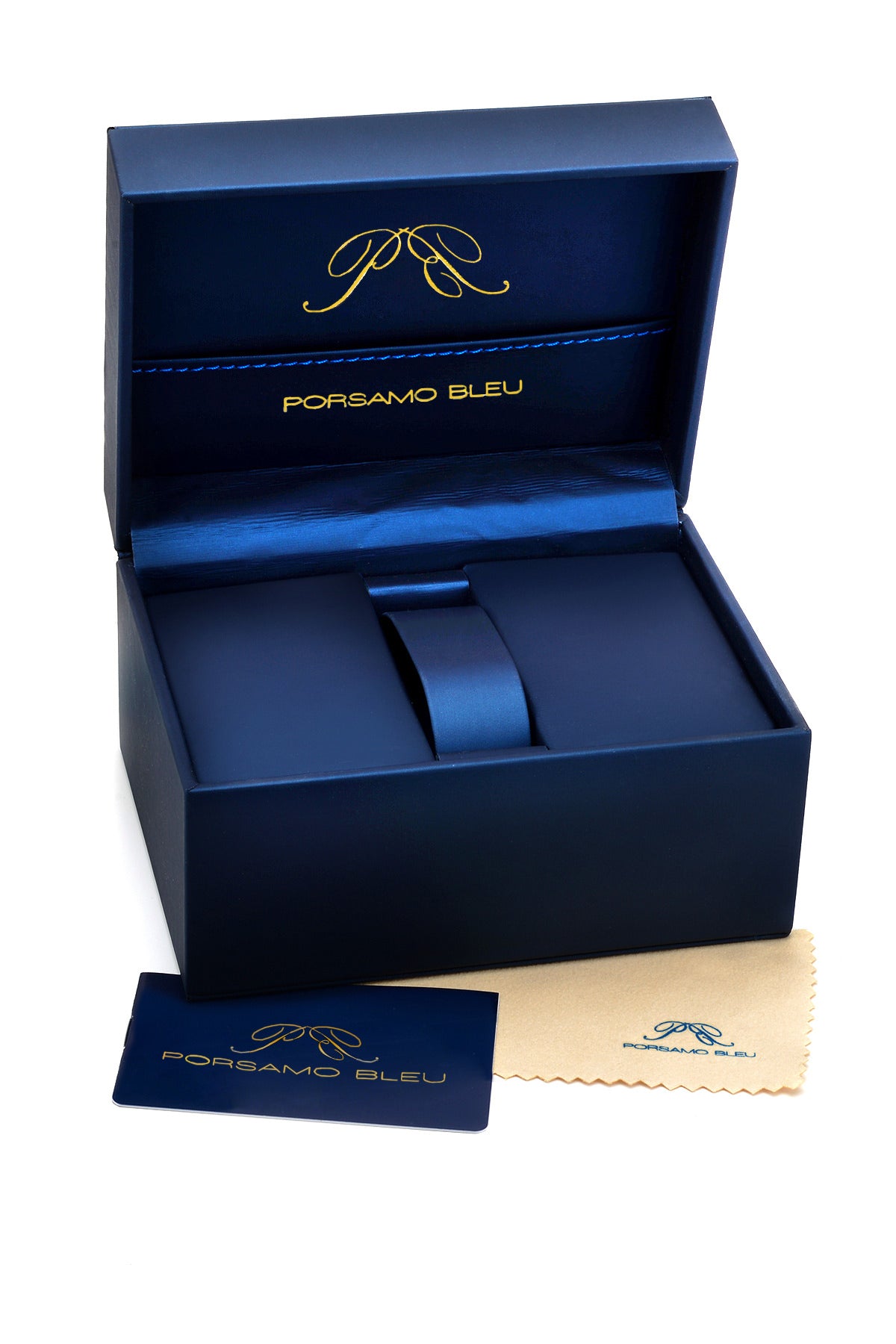 Porsamo Bleu Veritas2 Luxury Men's Watch Genuine Leather Band, Gold-Tone, Black, 1362DVEL