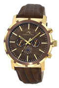 Nyc Chrono Men's Watch 26 mm Brown Genuine Leather Replacement Band With Gold Tone Buckle, 1281CNYL
