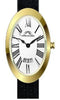 Porsamo Bleu Eloise Luxury Women's Oval Genuine Leather Band Watch, Gold Tone, Black 1353BELL