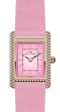 Porsamo Bleu Karolina luxury diamond topaz rectangular women's genuine leather band watch, rose, pink 1085DKAL