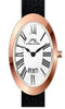 Porsamo Bleu Eloise Luxury Women's Oval Genuine Leather Band Watch, Rose Tone, Black 1353CELL