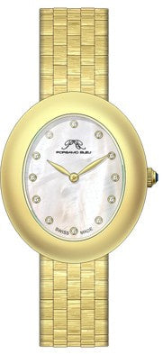 Porsamo Bleu Angelica Luxury Women's Oval Stainless Steel Watch, Gold Tone 1341BANS