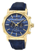 Nyc Chrono Men's Watch 26 mm Blue Genuine Leather Replacement Band With Gold Tone Buckle, 1282BNYL