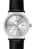 Porsamo Bleu Veritas2 Luxury Men's Watch Genuine Leather Band, Silver-Tone, Black, 1362AVEL