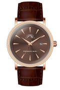 Porsamo Bleu Veritas2 Luxury Men's Watch Genuine Leather Band, Rose-Tone, Brown, 1362GVEL