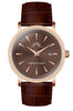 Porsamo Bleu Veritas2 Luxury Men's Watch Genuine Leather Band, Rose-Tone, Brown, 1362GVEL