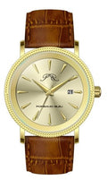 Porsamo Bleu Veritas2 Luxury Men's Watch Genuine Leather Band, Gold-Tone, Brown, 1362FVEL