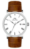 Porsamo Bleu Veritas1 Luxury Men's Diamond Watch Genuine Leather Band, Silver-Tone, Brown, 1361CVEL
