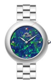 Porsamo Bleu Opal Luxury Women's Stainless Steel Opal And Topaz Watch, Silver Tone 1331AOPS
