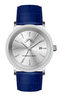 Porsamo Bleu Veritas2 Luxury Men's Watch Genuine Leather Band, Silver-Tone, Blue, 1362BVEL